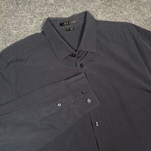 Theory Black & Blue Stripe Dress Shirt Long Sleeve XL